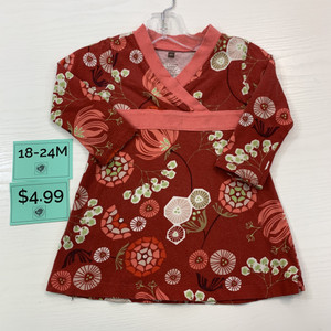 Tea Collection Long Sleeve Dress Coral 18-24M