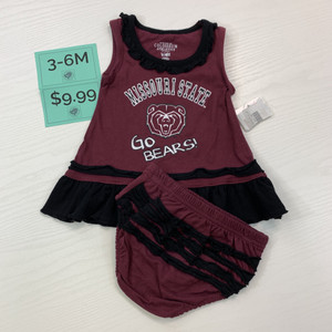 MSU Bears 2 pc Tank Bloomer Set Maroon 3-6M