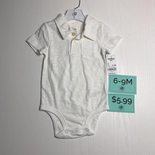 Osh Kosh Polo Shirt Bodysuit White 6-9M