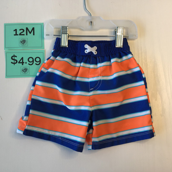 OP Striped Swim Trunk Shorts Orange/Blue/White 12M