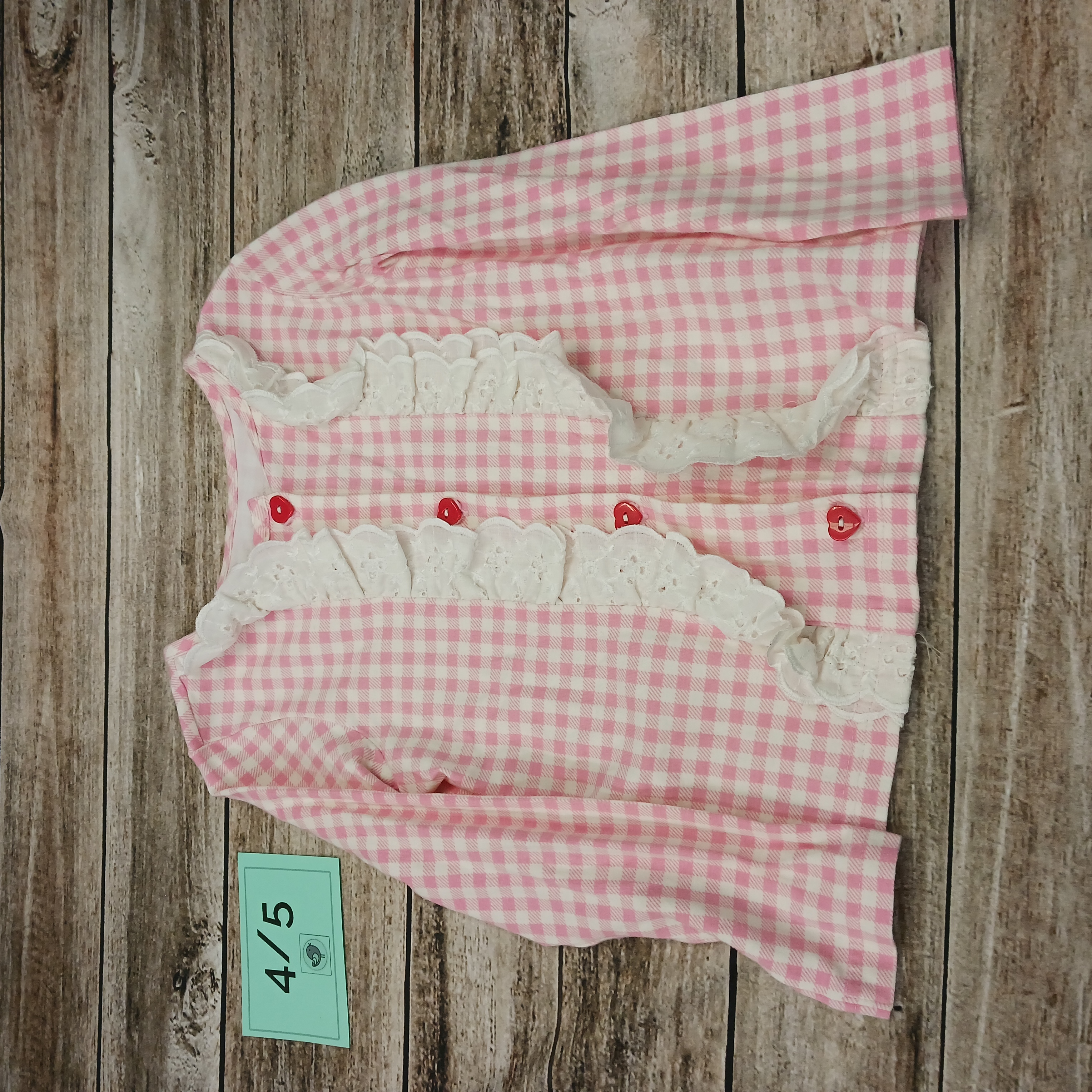 Eleanor Rose Pink Checkered Long Sleeve with Lace 4/5 - Little Sprouts  Growtique