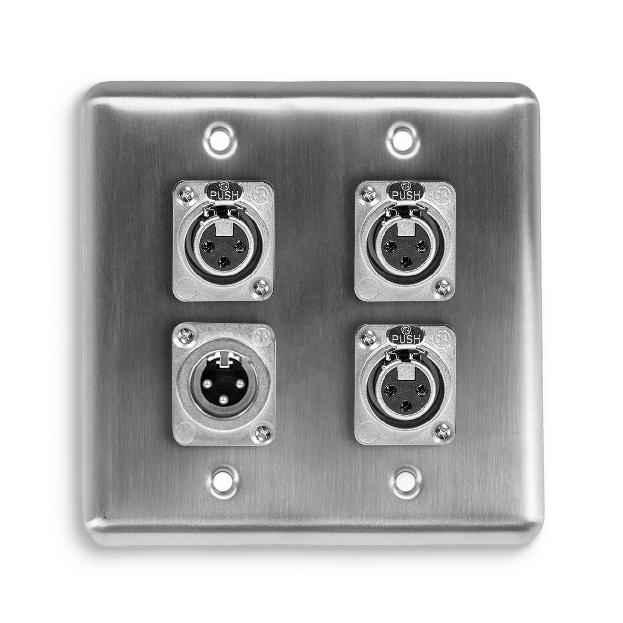 OSP Q-4-3XF1XM Quad Wall Plate w/ 3 XLR Female and 1 XLR Male