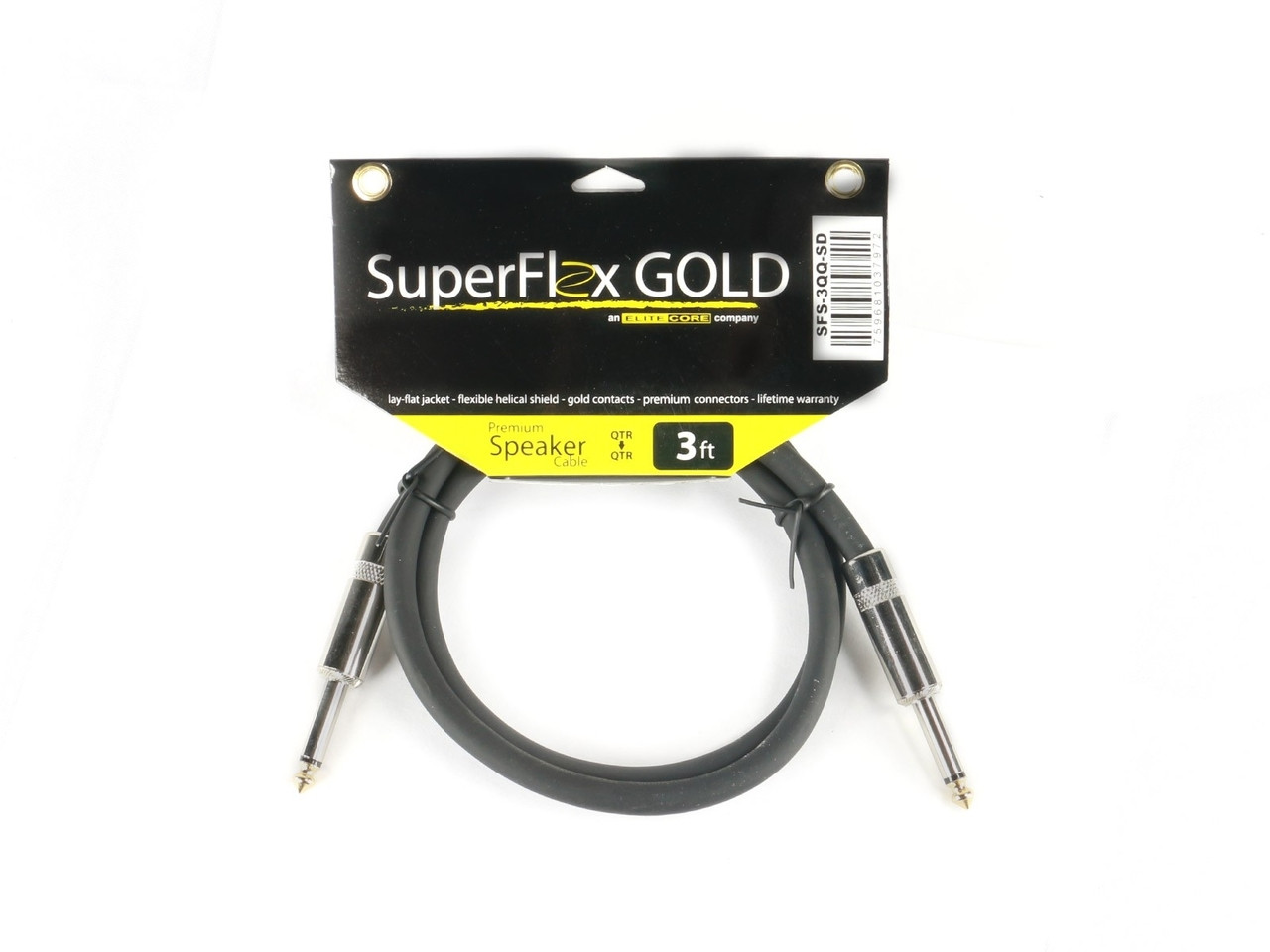 Câbles Haut-parleur ELF Custom Cables - 12 Pieds (paire) - Connecteurs Banane - Câble Super Helix Gold