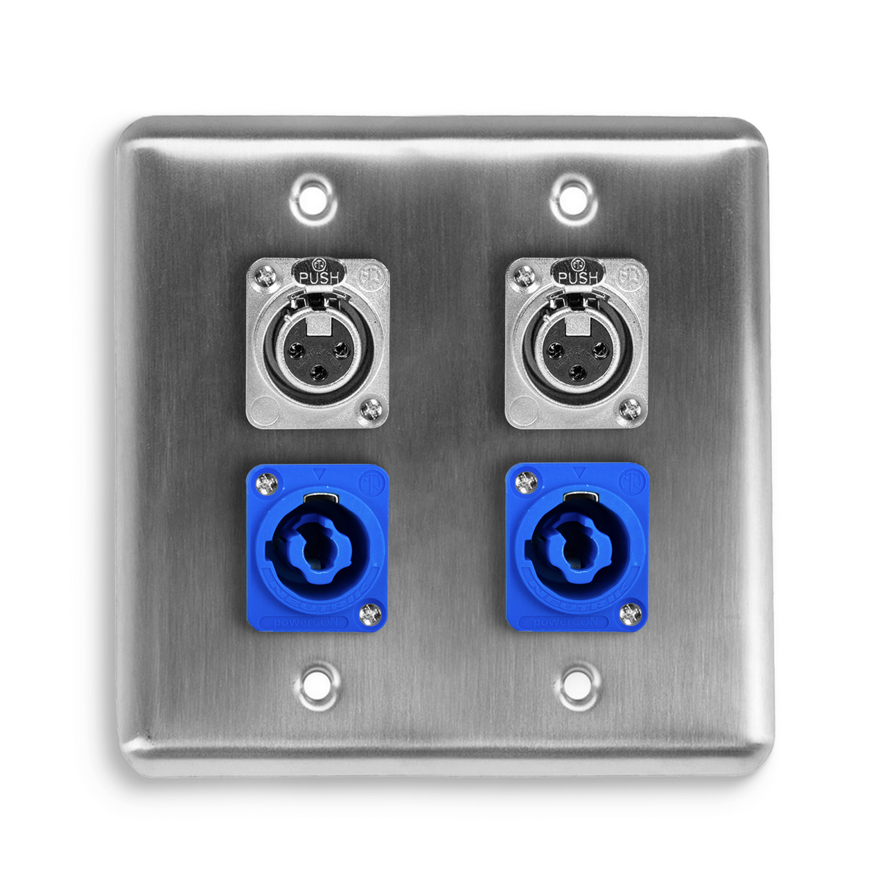 OSP Q-4-2PCA2XF Quad Wall Plate w/ 2 Powercon A and 2 XLR Female