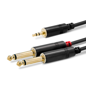 SuperFlex GOLD (2) 1/4" TS to (1) 3.5mm Stereo Y Patch Cable SuperFlex GOLD (2) 1/4" TS to (1) 3.5mm Stereo Y Patch Cable