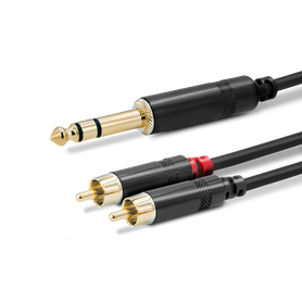 SuperFlex GOLD (2) RCA to (1) 1/4" TRS Y Patch Cable