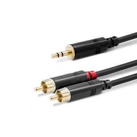 SuperFlex GOLD (2) RCA to (1) 3.5mm Stereo Y Patch Cable