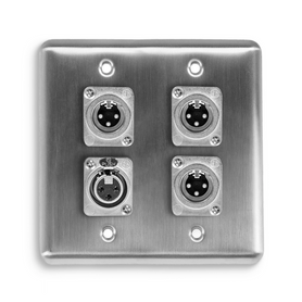 Q-4-3XM1XF Quad Wall Plate w/ 3 NEUTRIK® XLR Male and 1 NEUTRIK® XLR Female