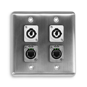 Q-4-2E2PCB Quad Wall Plate w/ 2 NEUTRIK® Tactical Ethernet and 2 NEUTRIK® powerCON B
