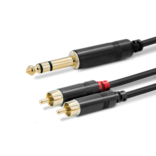 SuperFlex GOLD (2) RCA to (1) 1/4" TRS Y Patch Cable