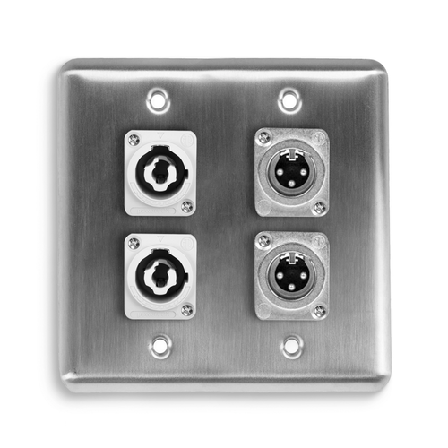 Q-4-2PCB2XM Quad Wall Plate w/ 2 NEUTRIK® powerCON B and 2 NEUTRIK® XLR Male