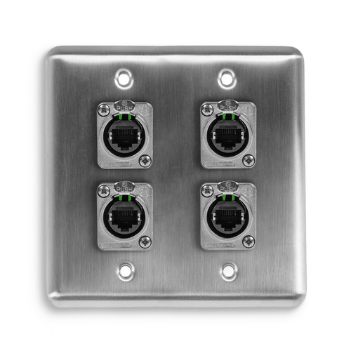 Q-4-4E Quad Wall Plate w/ 4 NEUTRIK® Tactical Ethernet