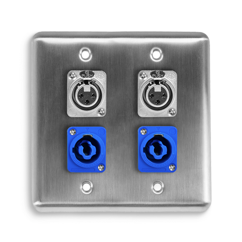 Q-4-2PCA2XF Quad Wall Plate w/ 2 NEUTRIK® powerCON A and 2 NEUTRIK® XLR Female