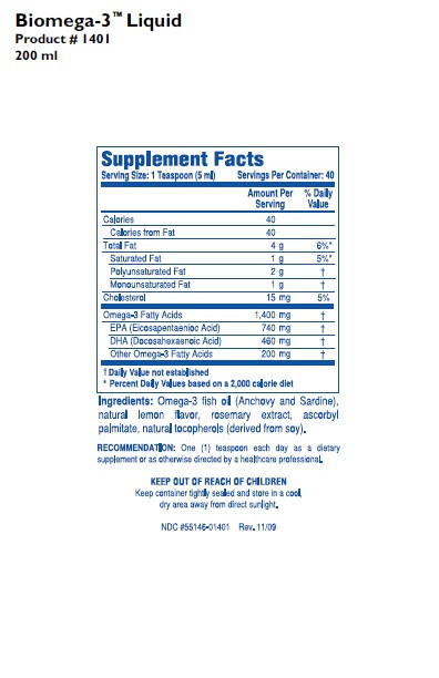 Biomega-3 Liquid Supplement Facts