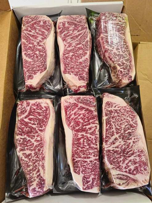 Australian Wagyu New Yorks are the finest steaks in the world. These 8-10 bms 20 oz Australian Wagyu Strip Steaks are truly something special.