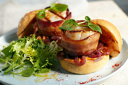 Bacon Wrapped Alaskan Weathervane Scallop Sliders