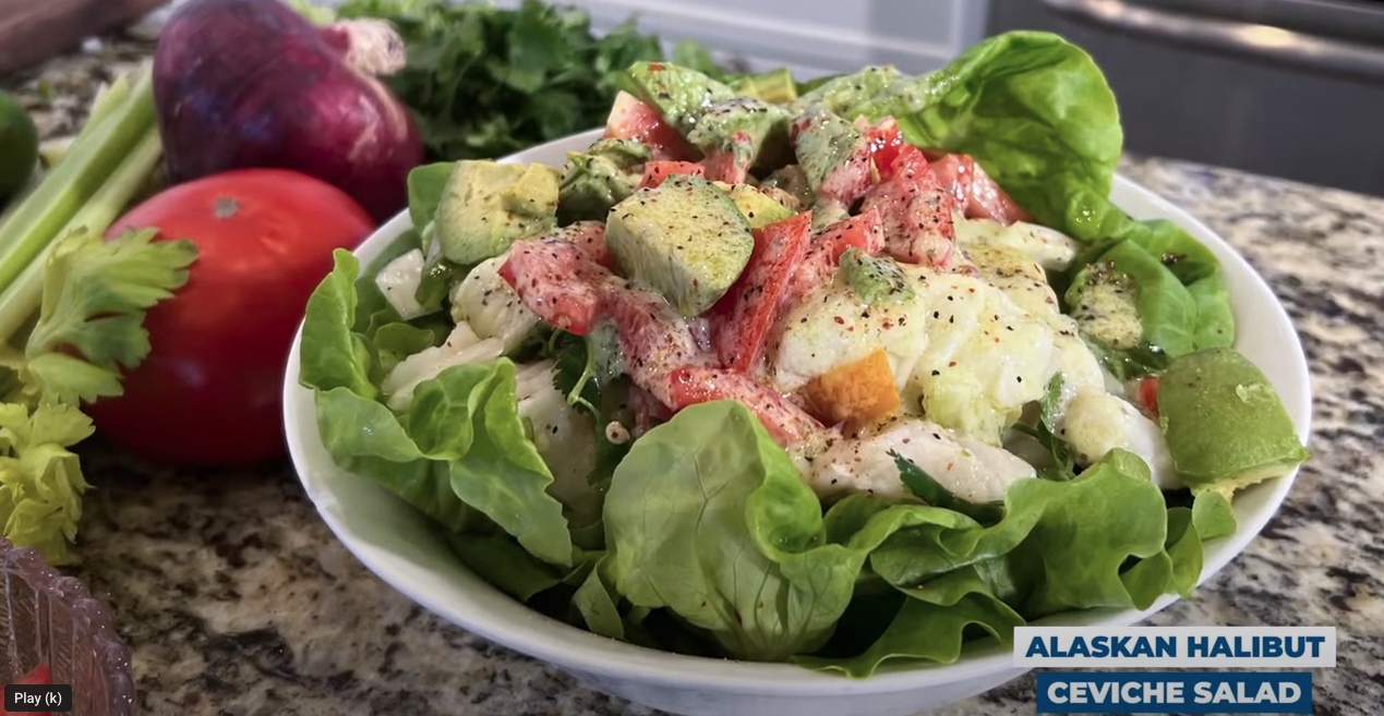 Alaskan Halibut Ceviche Salad is one of our most-requested dishes when we have company. 