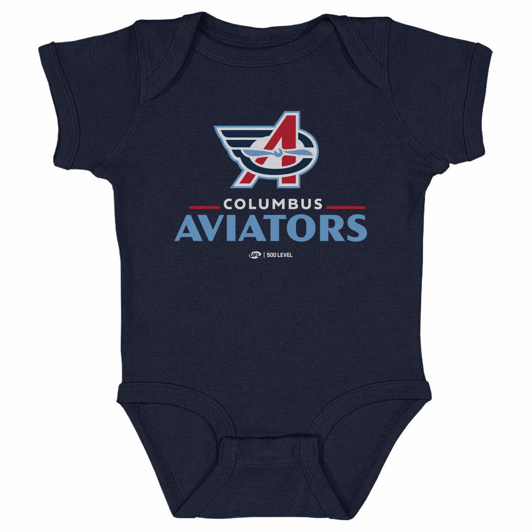 Columbus Aviators Primary Logo Navy Kids Baby Onesie - ShopTheUFL