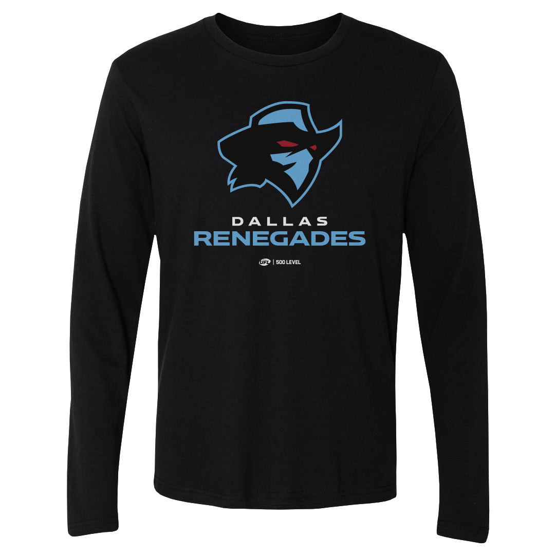 Dallas Renegades Primary Logo Black Men's Long Sleeve T-Shirt