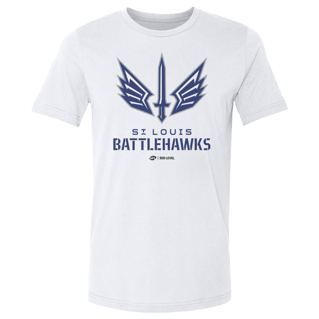 St. Louis Battlehawks Primary Logo White Men's Cotton T-Shirt