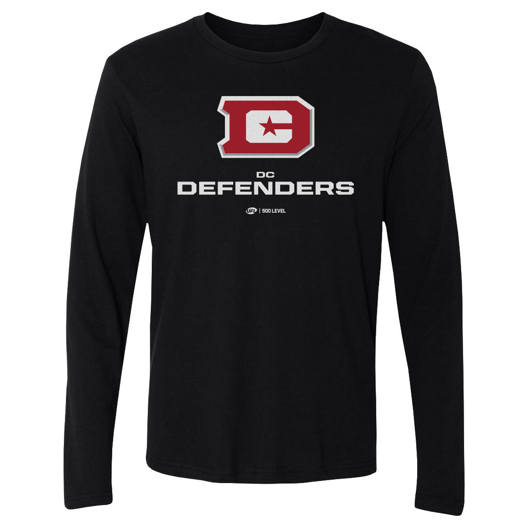 DC Defenders Primary Logo Black Men's Long Sleeve T-Shirt - ShopTheUFL