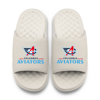 Columbus Aviators Primary Logo Stack Motive Slide Sandals-Cream