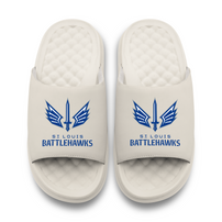 St. Louis Battlehawks Primary Logo Stack Motive Slide Sandals-Cream