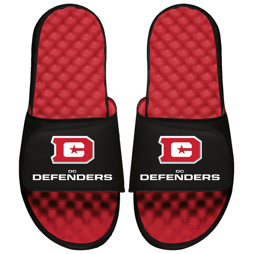 D.C. Defenders Primary Logo Stack Slide Sandals-Black/Red
