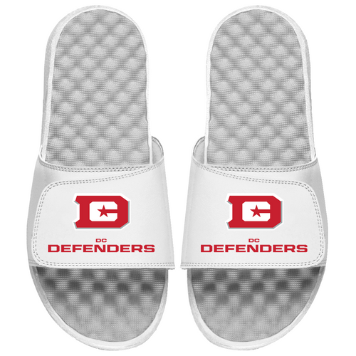 D.C. Defenders Primary Logo Stack Slide Sandals-White