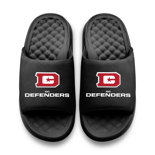 D.C. Defenders Primary Logo Stack Motive Slide Sandals-Black
