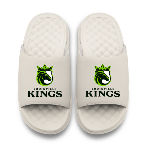 Louisville Kings Primary Logo Stack Motive Slide Sandals-Cream