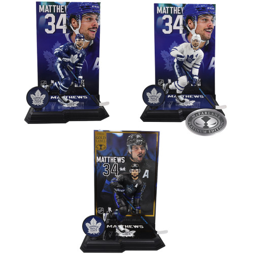 Auston Matthews (Toronto Maple Leafs) w/Gold Label & CHASE Bundle (3) 7" Figures