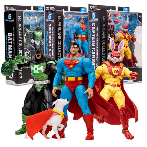 Captain Carrot (Justice League Incarnate)/Superman & Krypto (Return of Superman)/Batman as Green Lantern McFarlane Collector Edition Bundle (3) 7" Figures