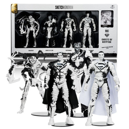Superman Comics Sketch Edition (Page Punchers: Ghost of Krypton) 7" 4-Pack Gold Label Figure (PRE-ORDER ships May)