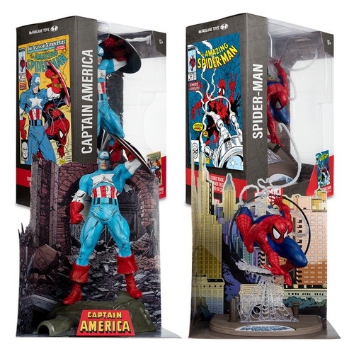 Spider-Man/Captain America (The Amazing Spider-Man #301 & #323) Bundle (2) 1:6th Scale Posed Figures w/Scenes & Comics