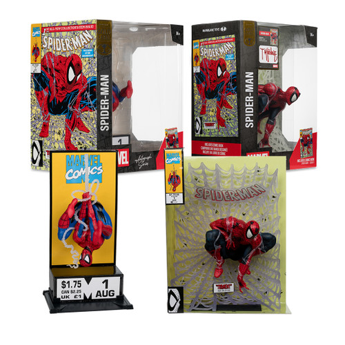 Spider-Man (Spider-Man #1) 1:10th Scale Corner Box and 1:6th Scale Collectible Figure Bundle (2) AUTOGRAPH Series Gold Label (PRE-ORDER ships August)