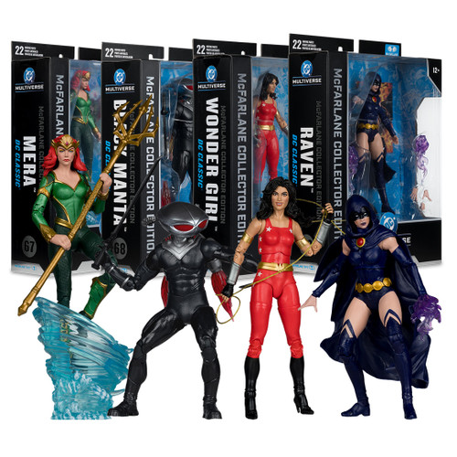 Wonder Girl/Mera/Black Manta/Raven (DC Classic) McFarlane Collector Edition Bundle (4) 7" Figures (PRE-ORDER ships September)