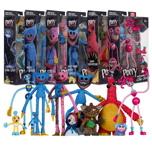 Chum Chompkin/Daddy Long Legs/Huggy Wuggy: Ruined/Kissy Missy: Ruined/Mommy Long Legs/Nightmare Huggy (Poppy Playtime) Bundle (6) 7" Figures (PRE-ORDER Ships November)