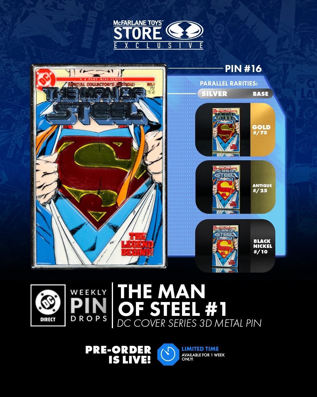 Last Call! Justice league of America #1 DC Pin cover