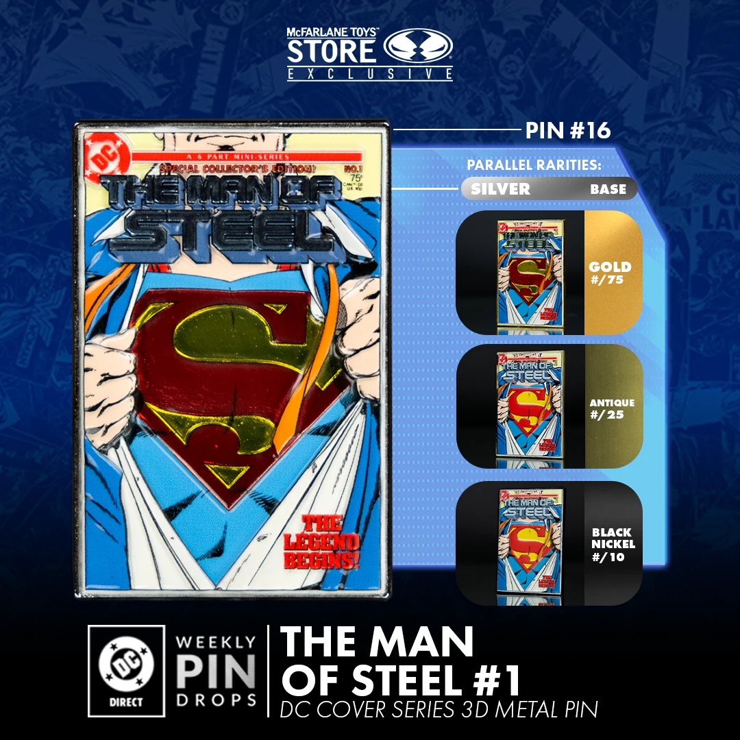 DC Direct Weekly Pin Drops (Pin #16) The Man of Steel #1 DC Cover Series 3D Metal Collectible Pin! (For 1 Week Only!) (Button) Pre-Order!