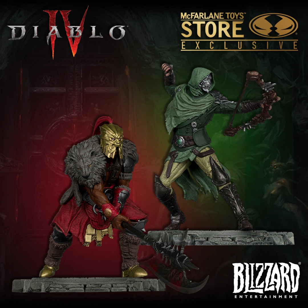 NEW Diablo IV McFarlane Toys Store Exclusives! In Honor of BlizzCon, 1:12th Scale Barbarian & Rogue Posed Figures & Bundle. Buy Now!
