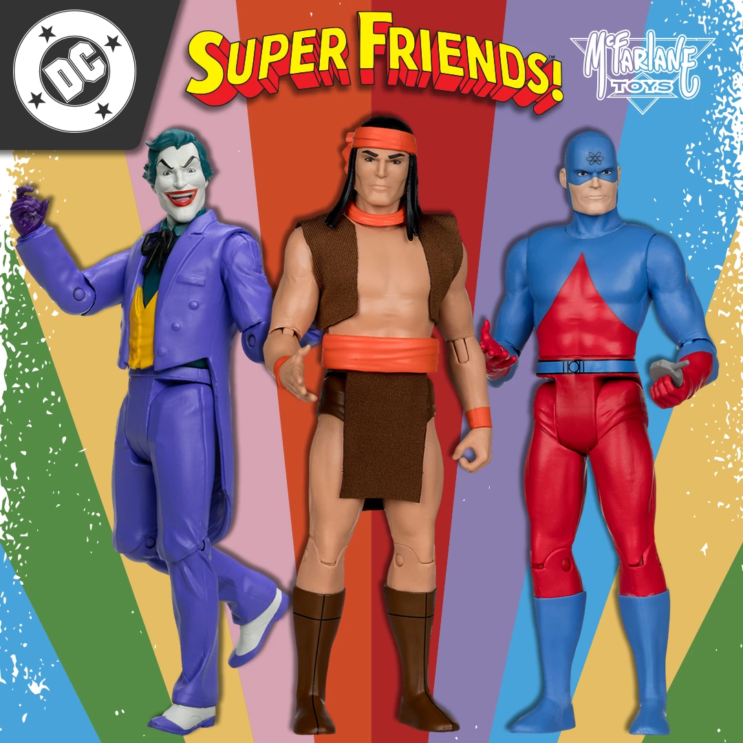 NEW DC Retro: Super Friends! The Joker, Apache Chief, and The Atom 6" Scale Retro Style Figures. Available for Pre-Order!