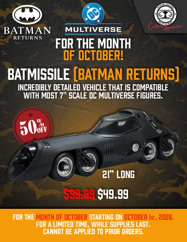 September promotion featuring Shazam action figures and a $75+ order coupon offer.