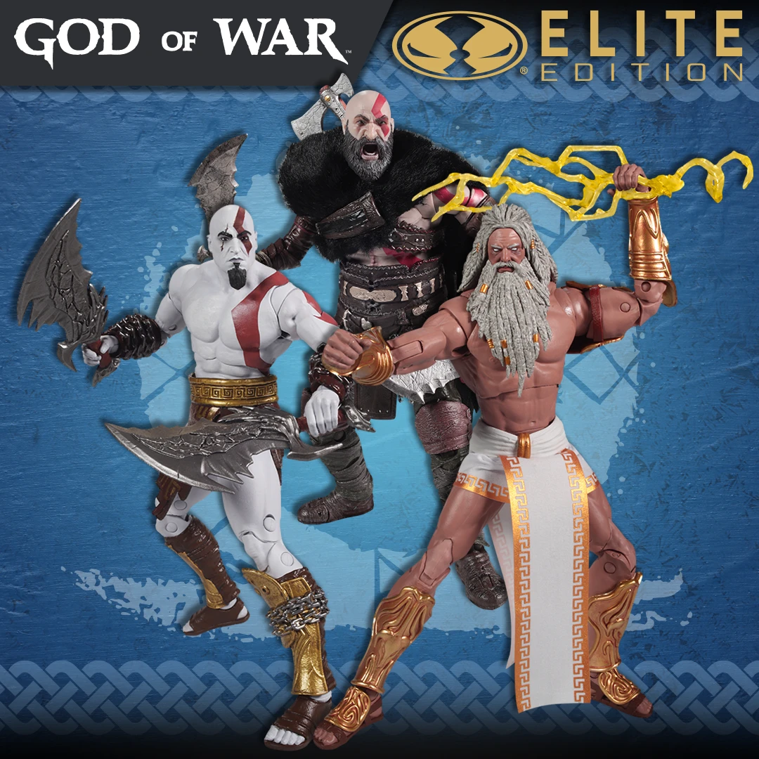 NEW God of War! Kratos (Ragnarok) Elite Edition, Kratos (God of War),&nbsp; Zeuz (God of War) 7" Scale Action Figures & Bundle. Pre-Order!
