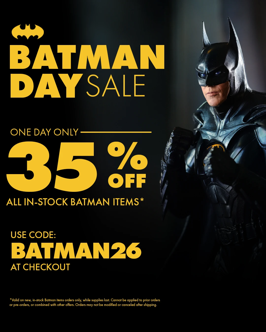 Batman Day Sale, 35% OFF all in-stock batman items, one day only