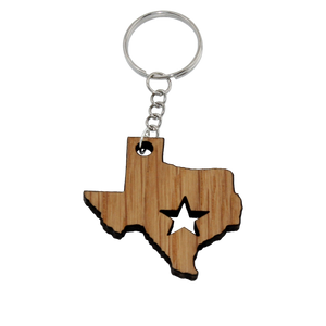 Wooden Texas Keychain Lazer Beam