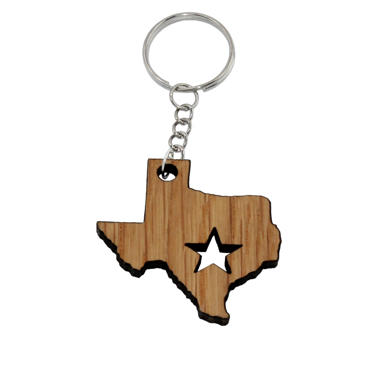 Wooden Texas Keychain Lazer Beam