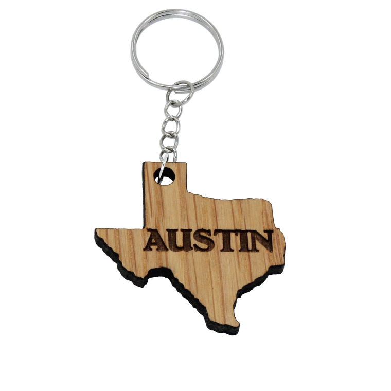 Wooden Texas Keychain Lazer beam