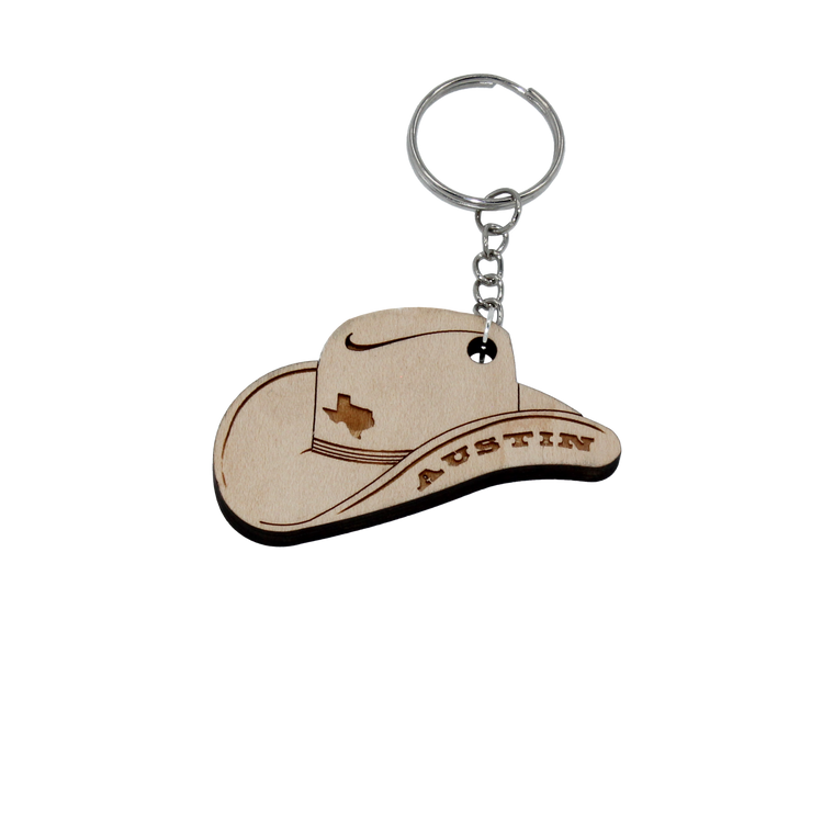 Wooden Texas Keychain Lazer Beam