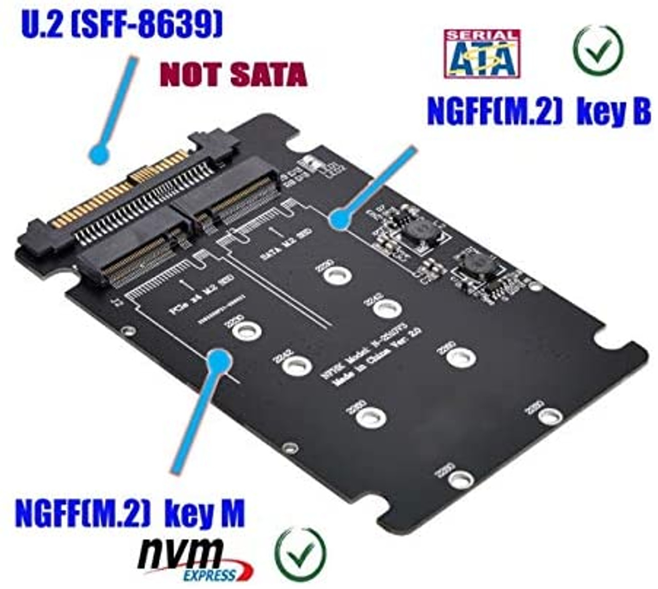 M.2 NVME - Sata SSD to U.2 SFF-8639 Adapter